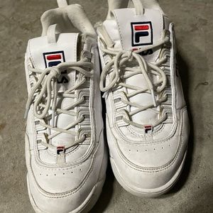 Used White Fila Disrupters - Men Size 11.5